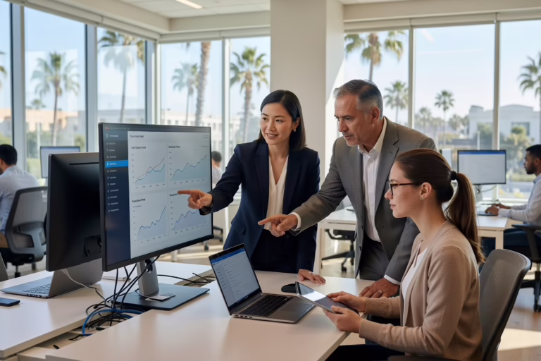 How to Reduce Help Desk Tickets in a Growing Business – Featured Image Office manager reviewing a help desk ticket dashboard on a laptop screen