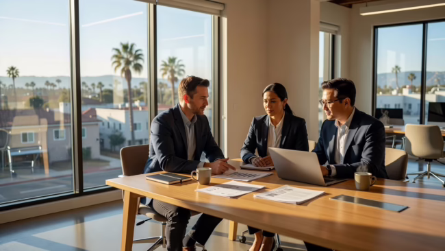Business owner reviewing a comparison checklist for IT service providers on a laptop